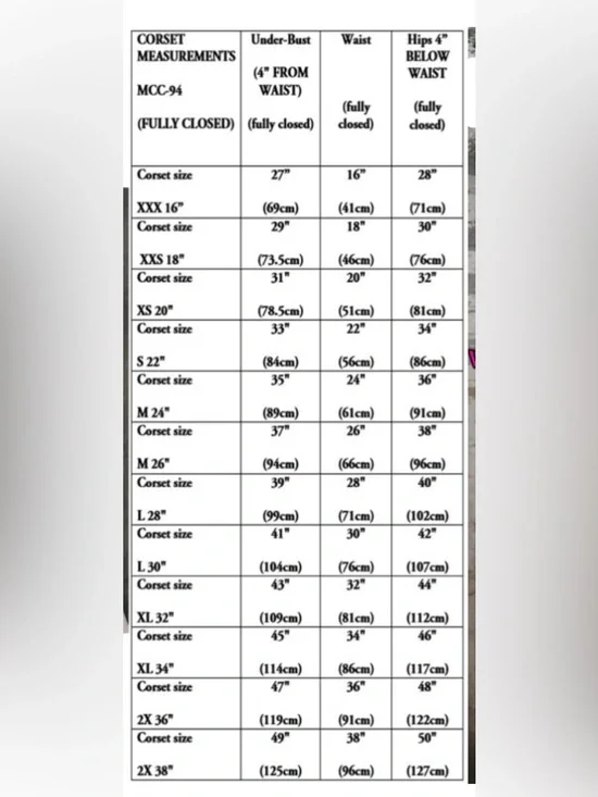 MCC Mystic City Black Lace-Up Underbust Corset Waist Cincher Trainer, 28 in/71cm - Picture 6 of 6